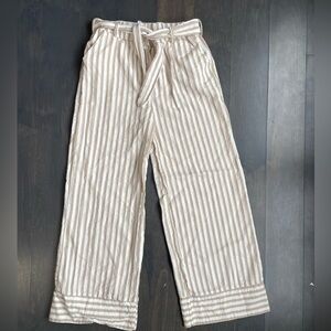 Tahari Girl’s Striped Beige and White Wide-Leg Pants Size 10